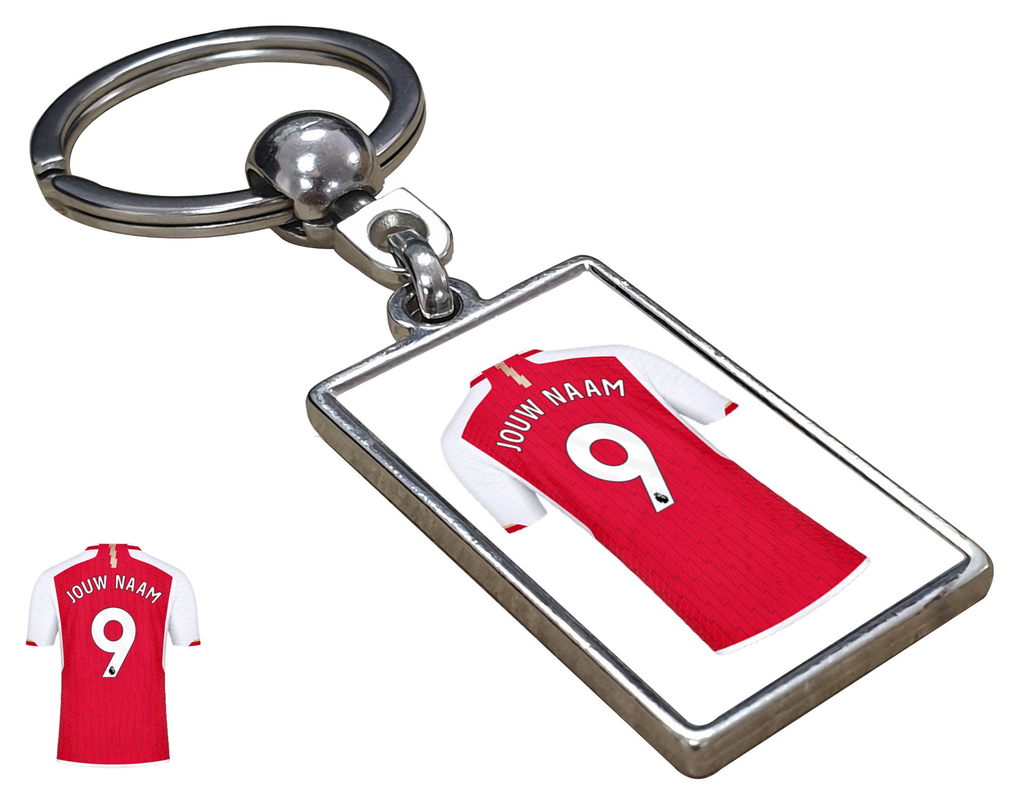 Arsenal Shirt met Jouw Naam - Seizoen 23/24 - Gepersonaliseerde Sleutelhanger met Jouw Naam en Nummer
