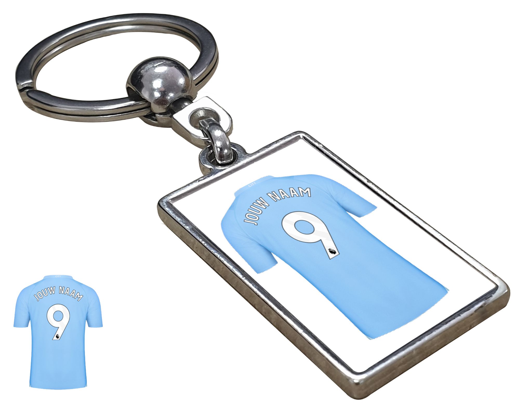 Manchester City Shirt met Jouw Naam - Seizoen 23/24 - Gepersonaliseerde Sleutelhanger met Jouw Naam en Nummer