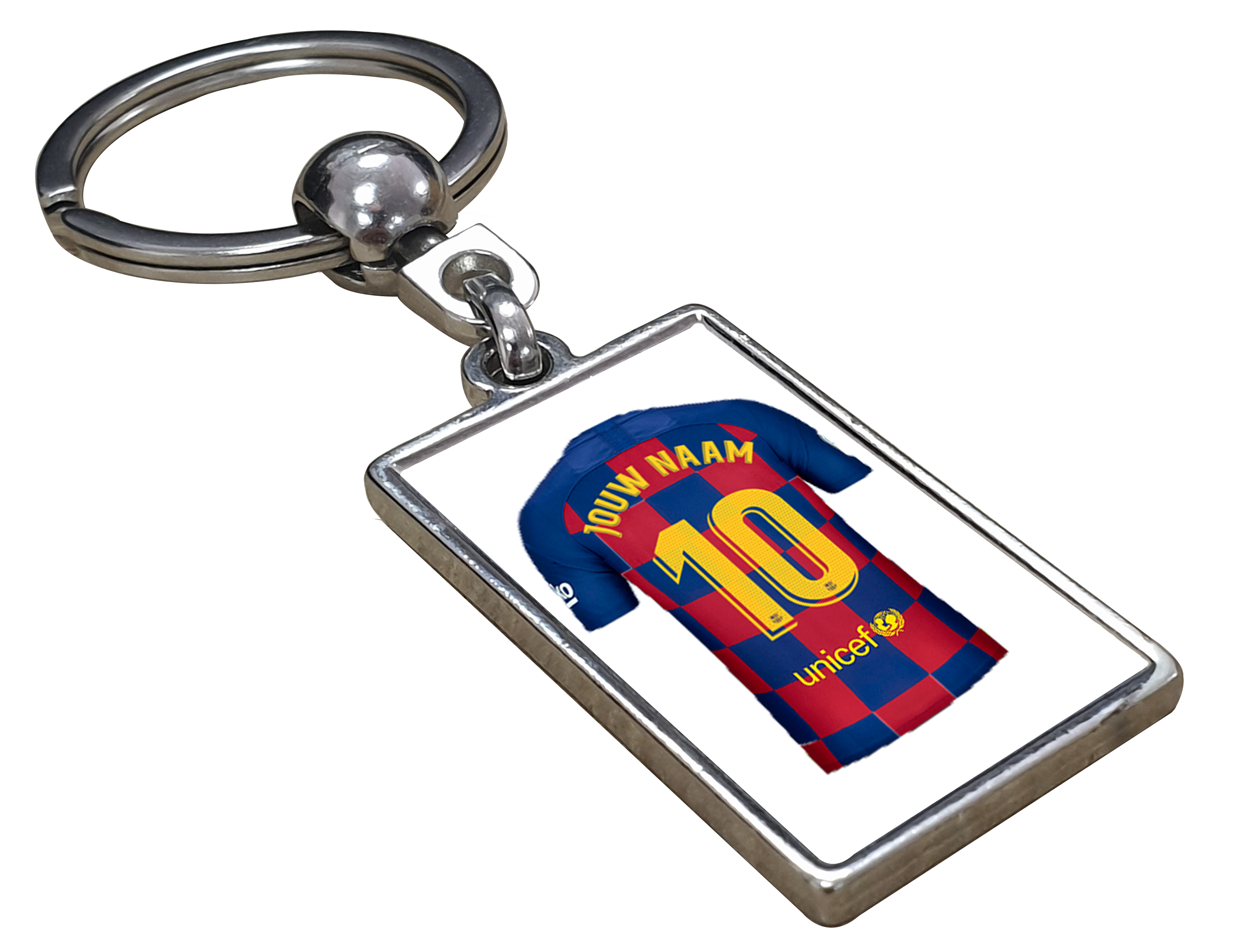 Barcelona Thuis Shirt met Jouw Naam - Gepersonaliseerde Sleutelhanger met Jouw Naam en Nummer