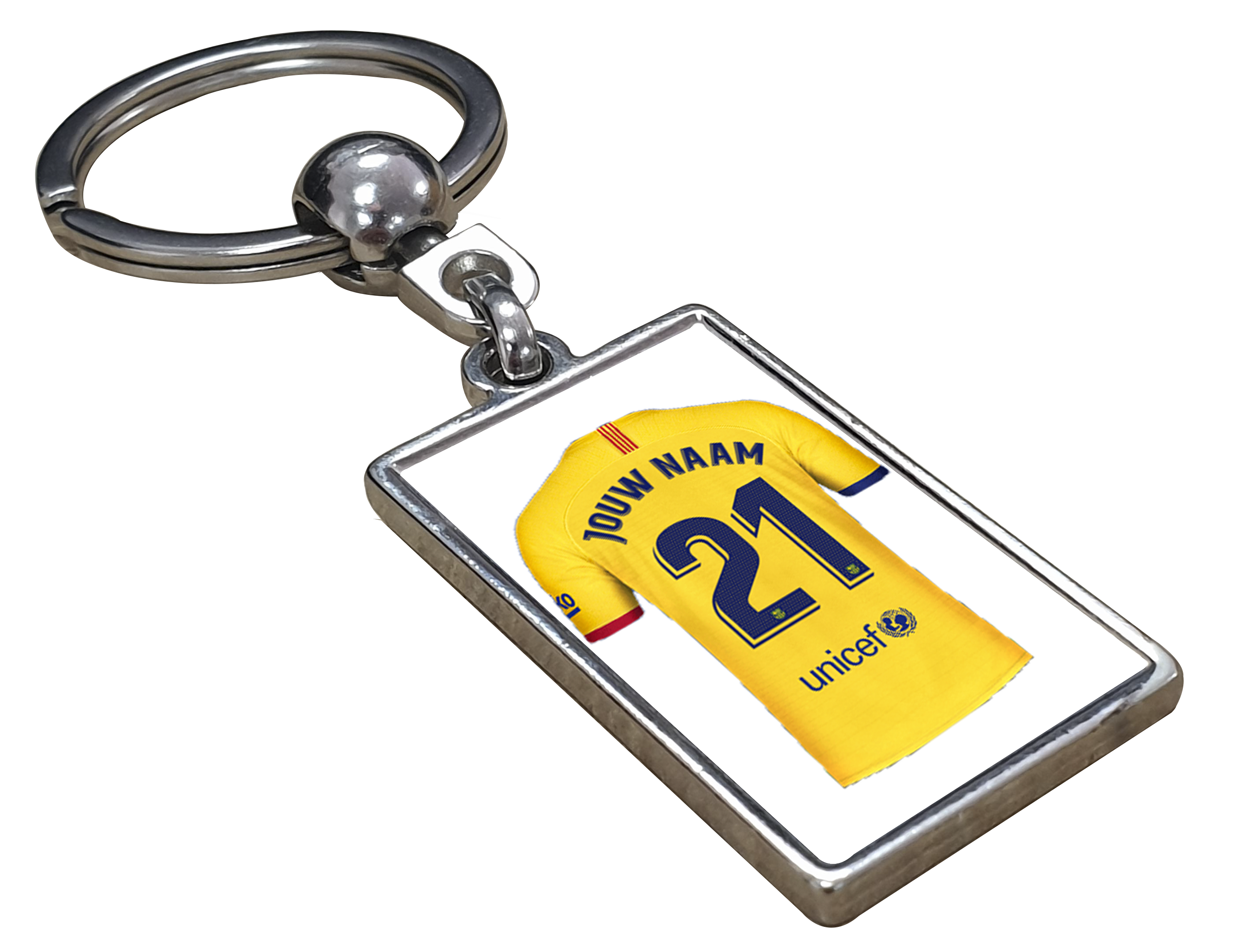 Barcelona Uit Shirt met Jouw Naam - Gepersonaliseerde Sleutelhanger met Jouw Naam en Nummer