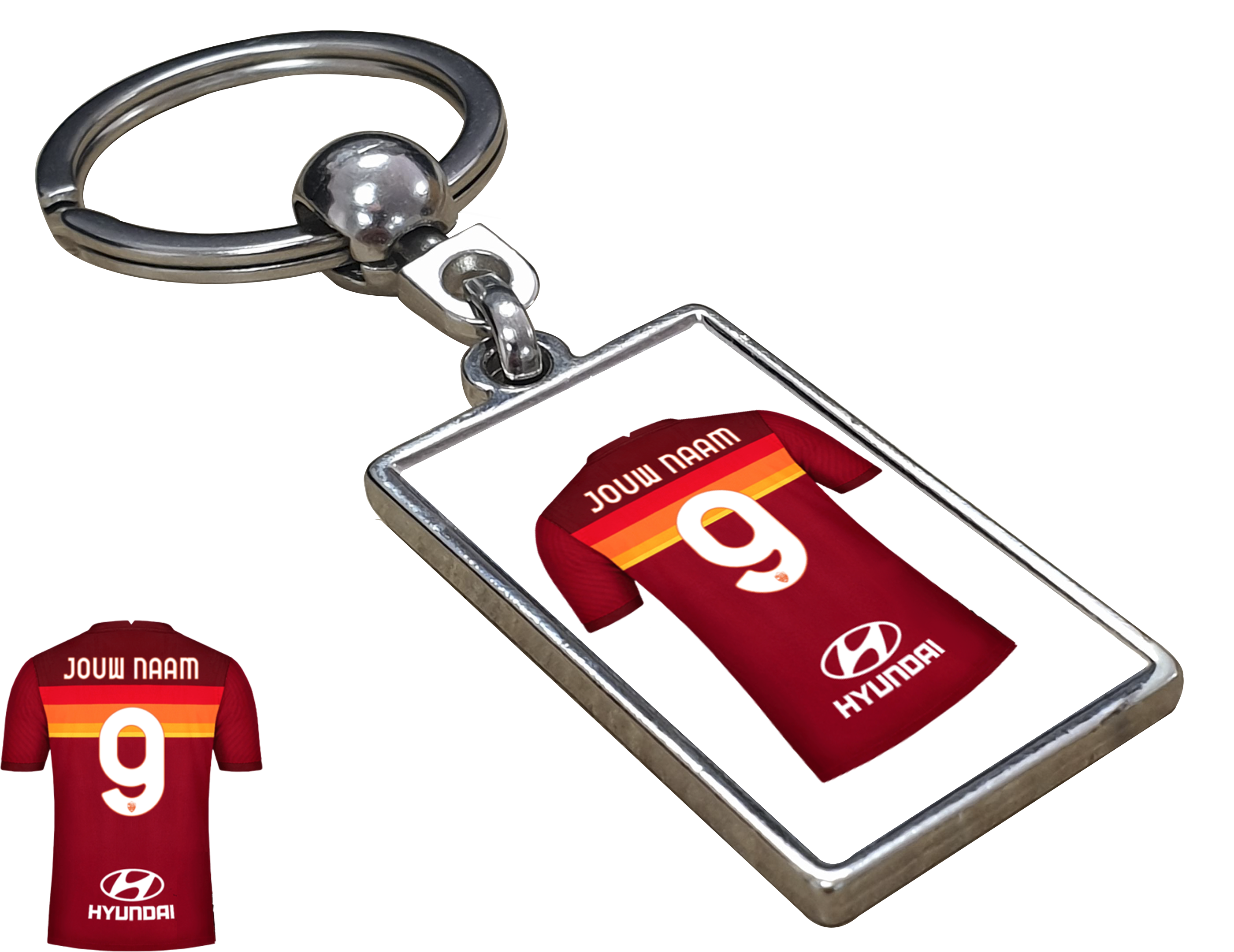 AS Roma Shirt met Jouw Naam - Seizoen 20/21 - Gepersonaliseerde Sleutelhanger met Jouw Naam en Nummer