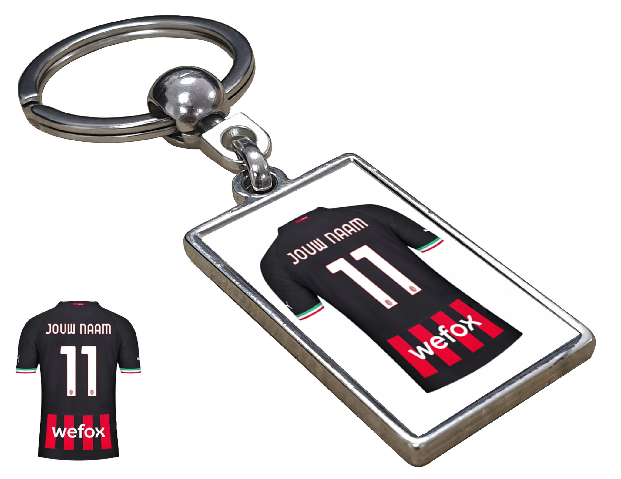 AC Milan Shirt met Jouw Naam - Seizoen 22/23 - Gepersonaliseerde Sleutelhanger met Jouw Naam en Nummer