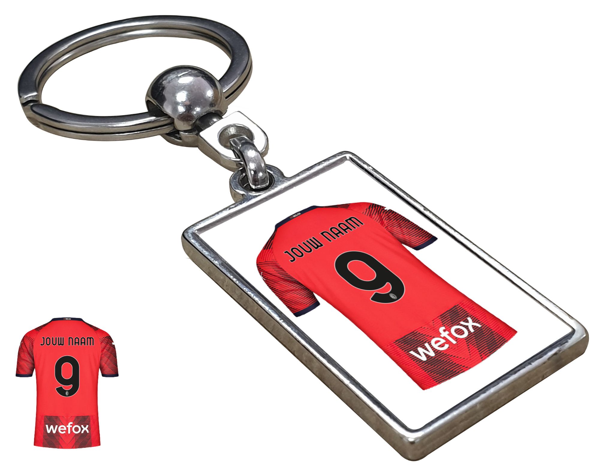AC Milan Shirt met Jouw Naam - Seizoen 23/24 - Gepersonaliseerde Sleutelhanger met Jouw Naam en Nummer