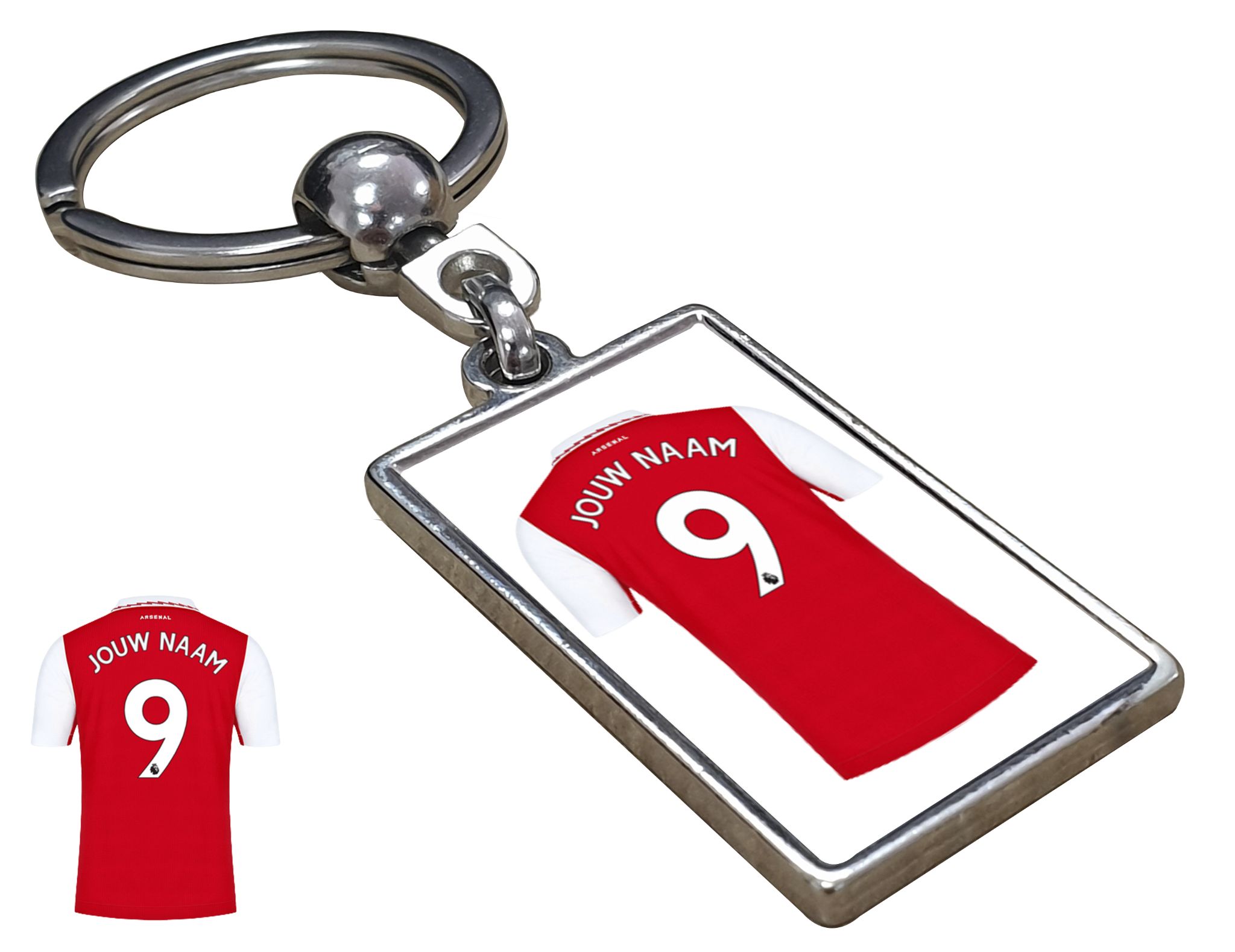 Arsenal Shirt met Jouw Naam - Seizoen 22/23 - Gepersonaliseerde Sleutelhanger met Jouw Naam en Nummer