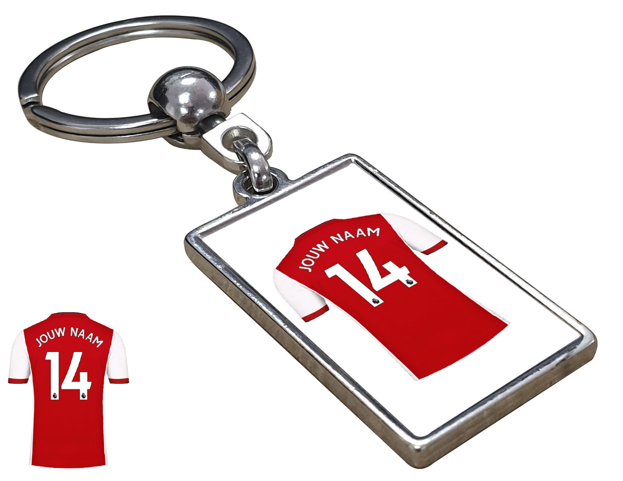 Arsenal Shirt met Jouw Naam - Seizoen 21/22 - Gepersonaliseerde Sleutelhanger met Jouw Naam en Nummer