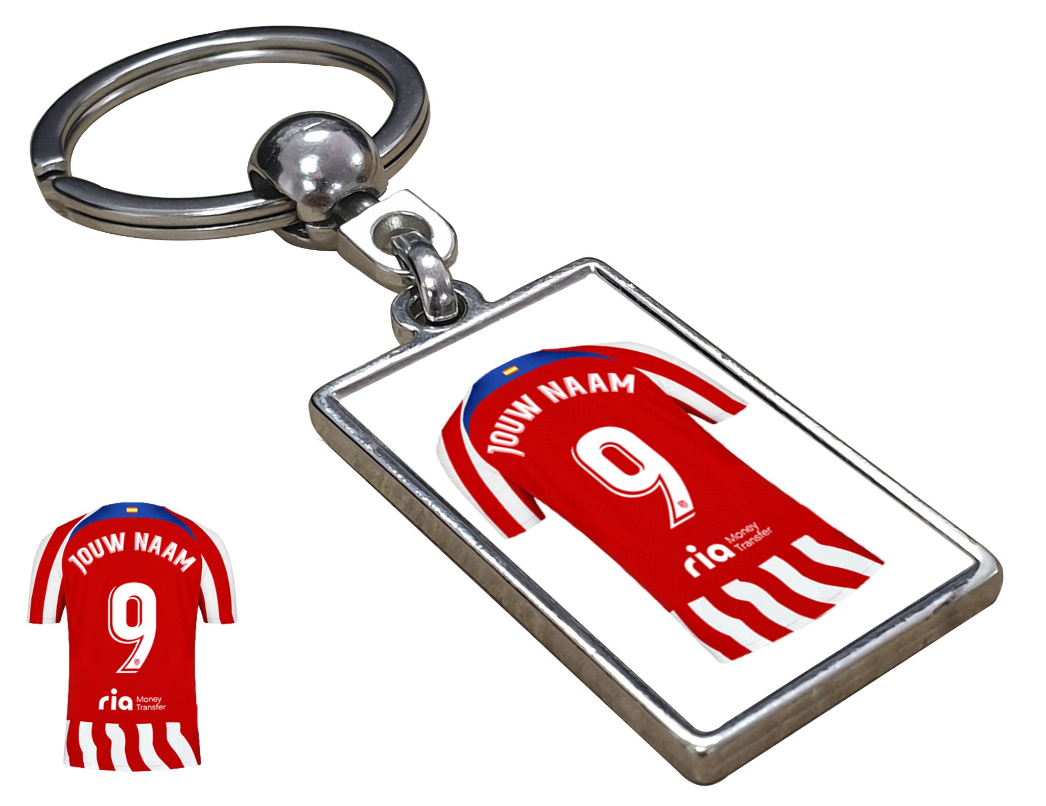 Atlético de Madrid Shirt met Jouw Naam - - Seizoen 22/23 - Gepersonaliseerde Sleutelhanger met Jouw Naam en Nummer