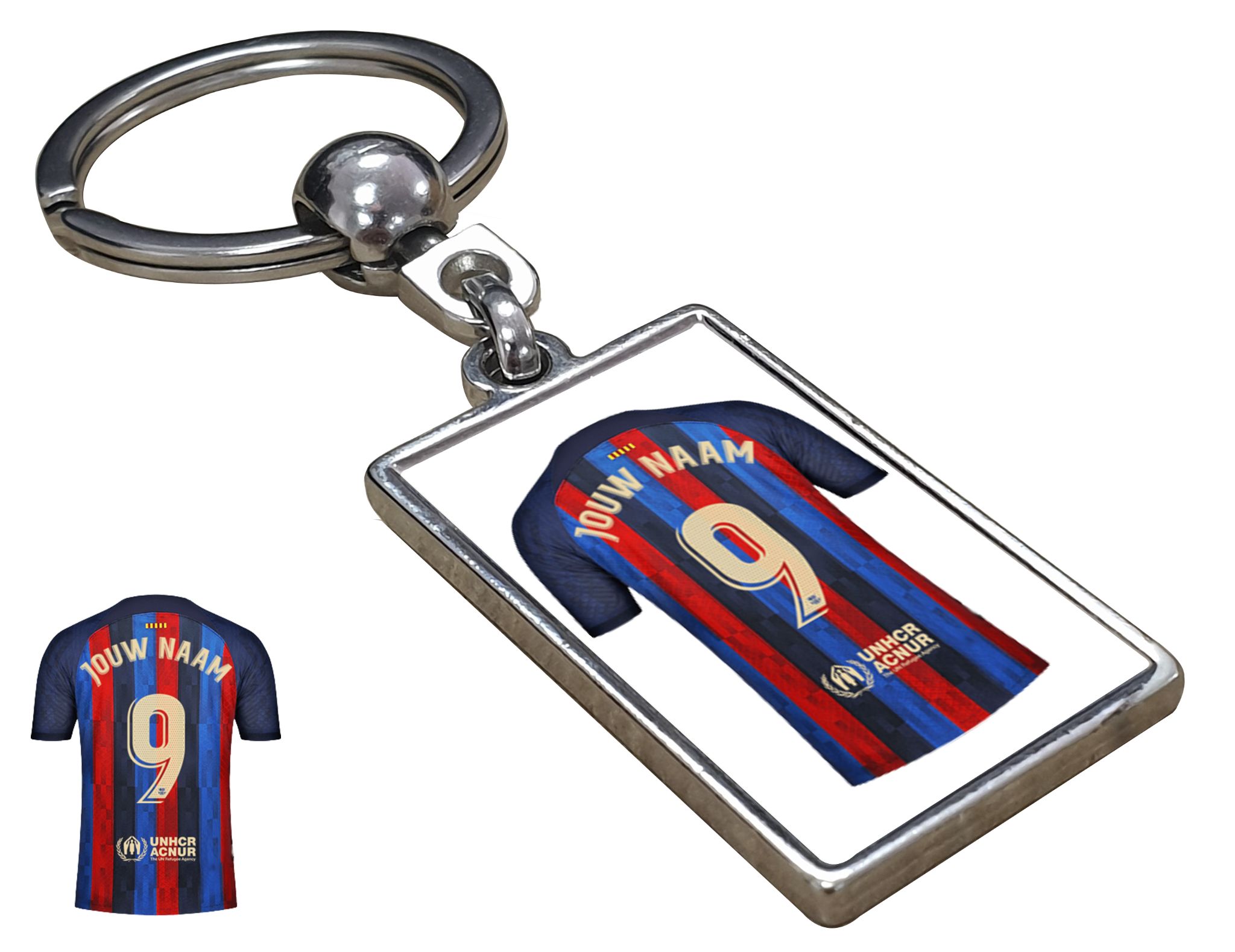 FC Barcelona Shirt met Jouw Naam - Seizoen 22/23 - Gepersonaliseerde Sleutelhanger met Jouw Naam en Nummer