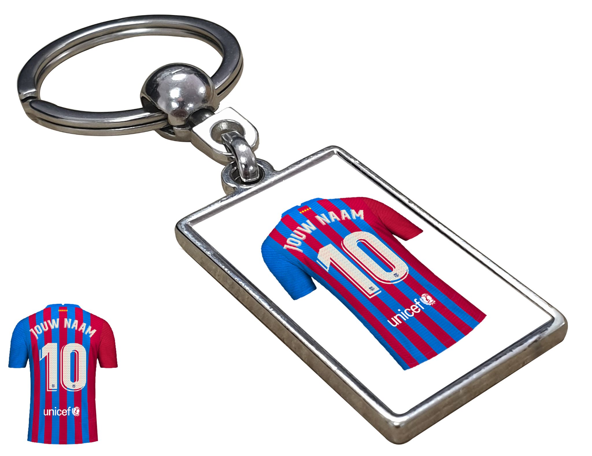 FC Barcelona Shirt met Jouw Naam - Seizoen 21/22 - Gepersonaliseerde Sleutelhanger met Jouw Naam en Nummer
