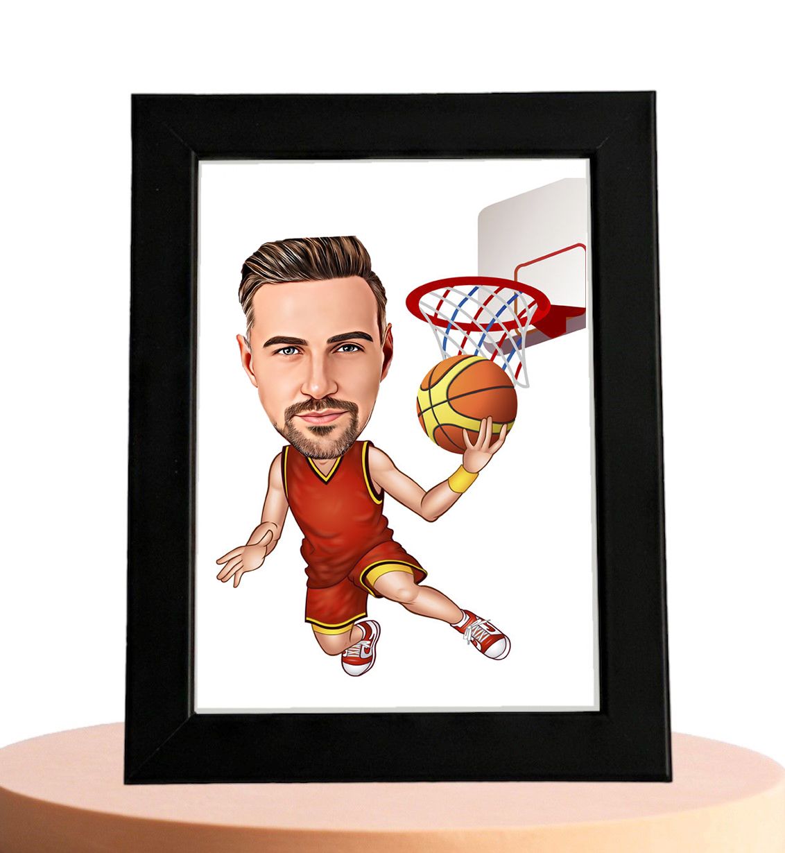 Basketballer Karikatuur Man - Karikatuur met Jouw Foto