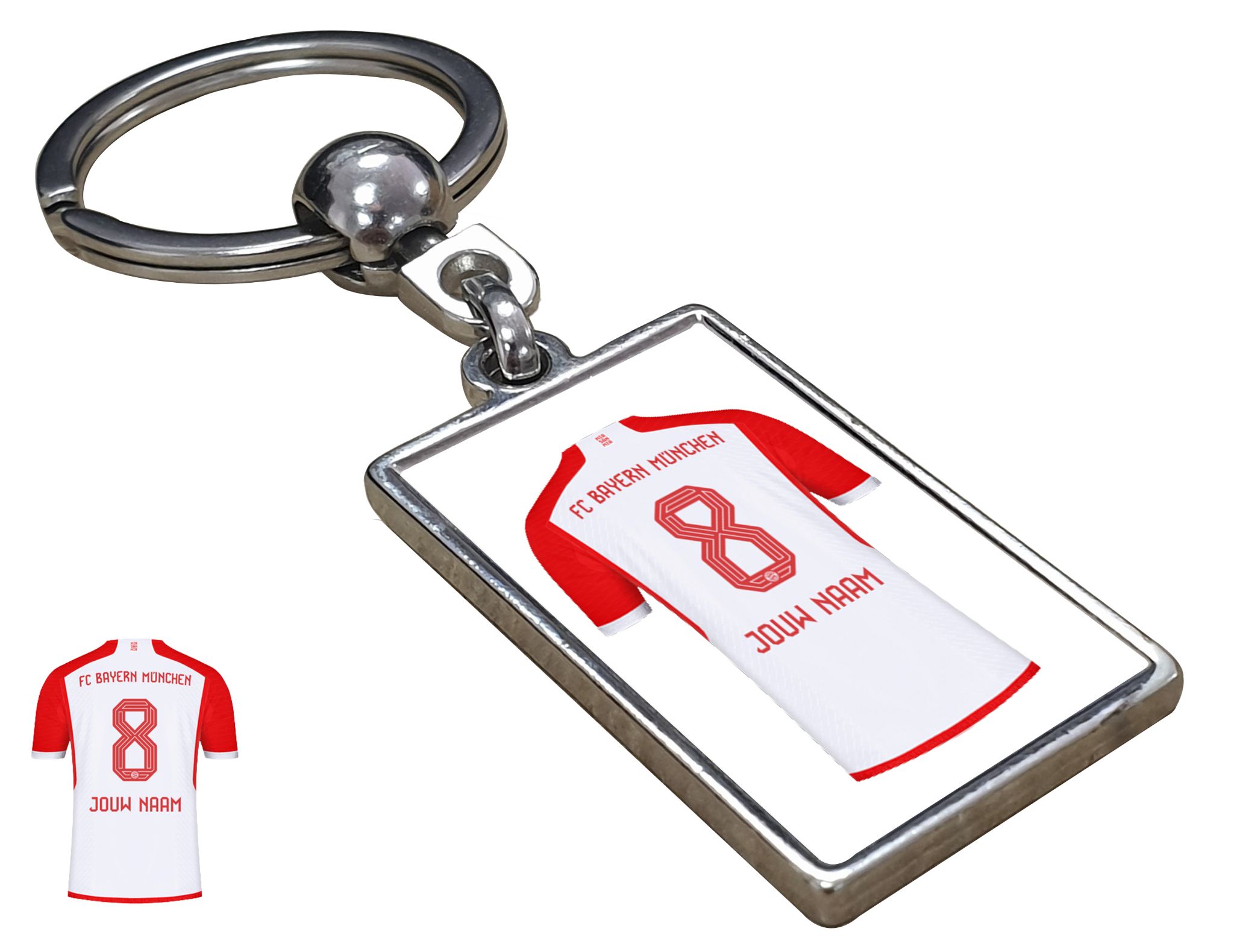 Bayern München Shirt met Jouw Naam - Seizoen 23/24 - Gepersonaliseerde Sleutelhanger met Jouw Naam en Nummer