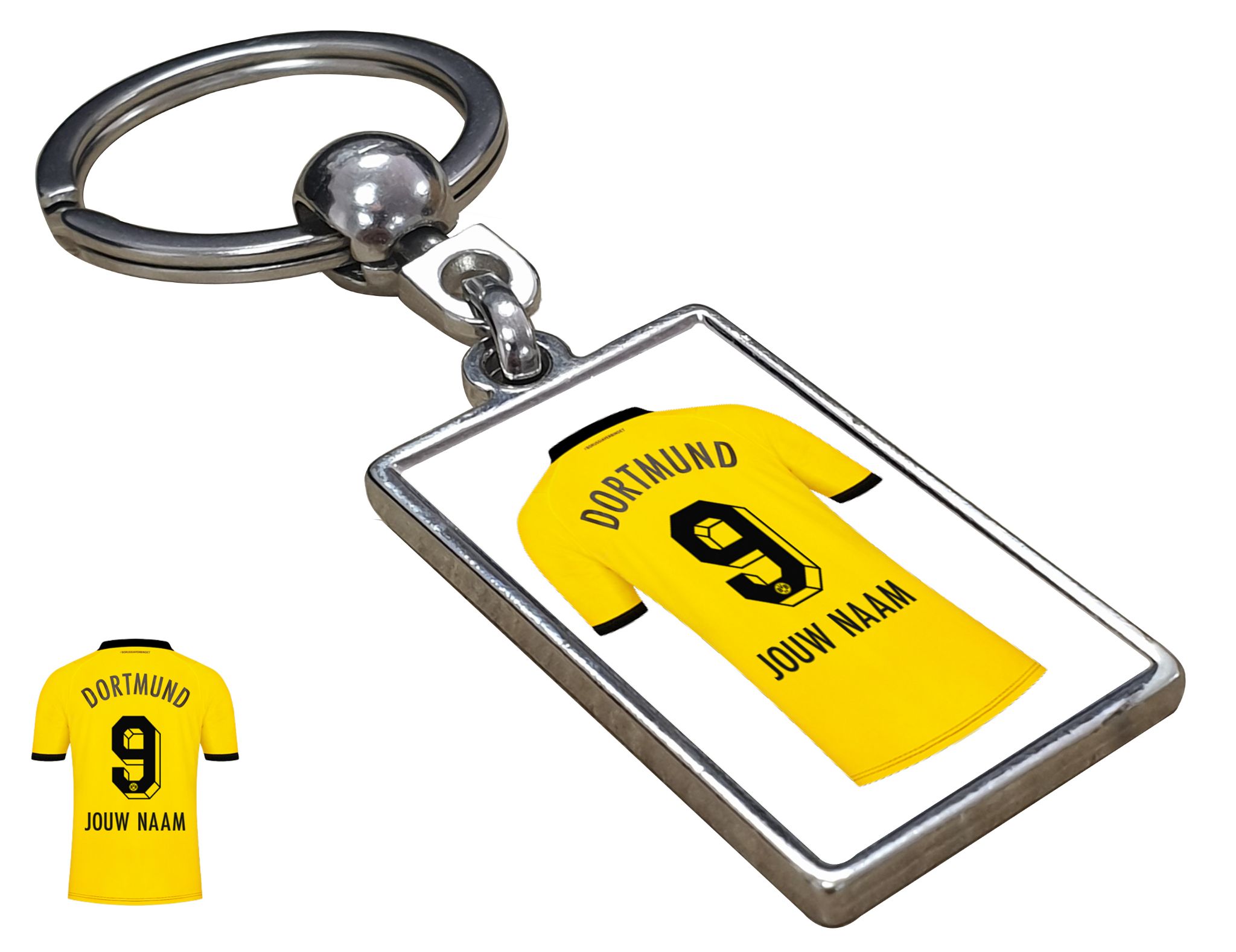 Borussia Dortmund Shirt met Jouw Naam - Seizoen 23/24 - Gepersonaliseerde Sleutelhanger met Jouw Naam en Nummer