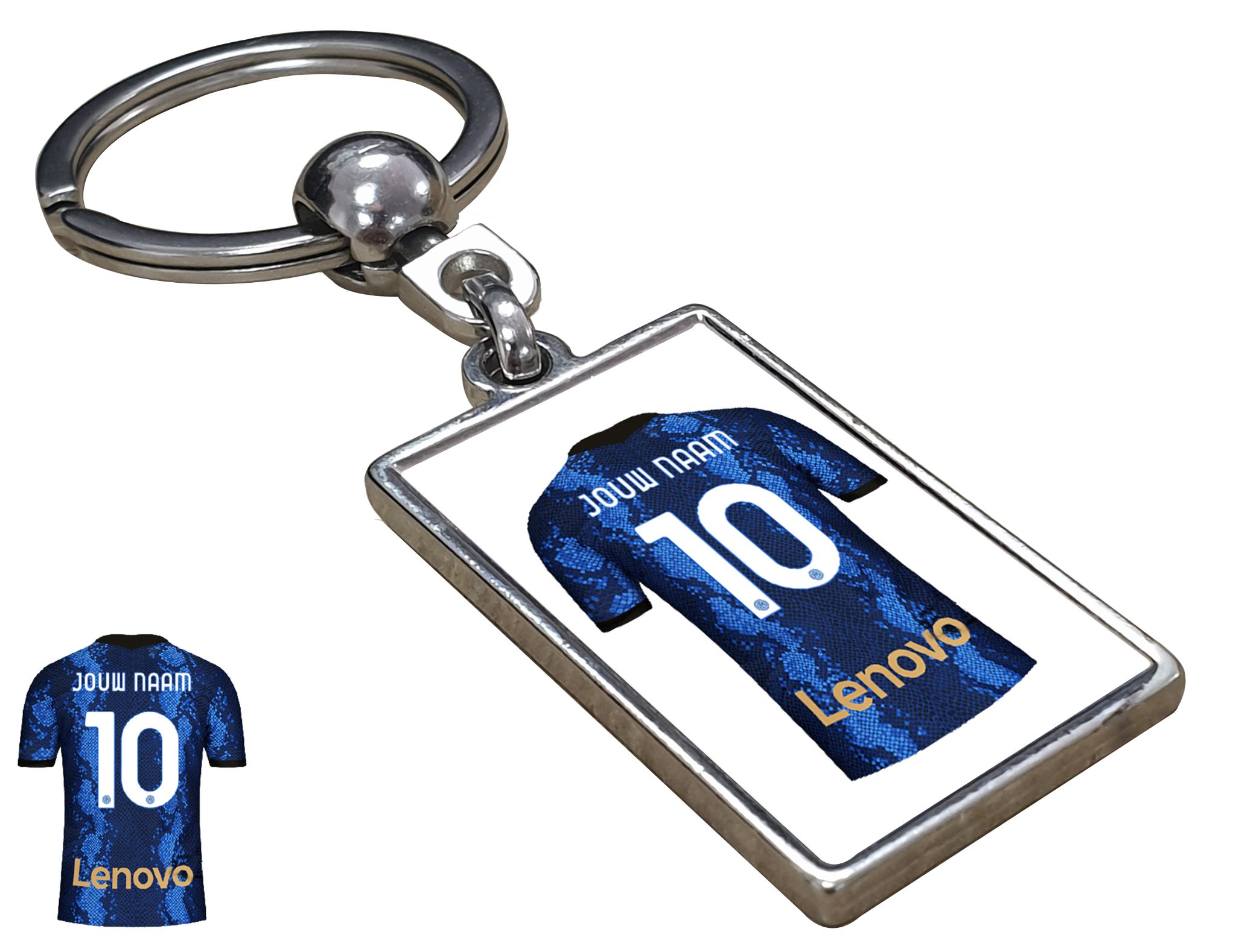Inter Milan Shirt met Jouw Naam - Seizoen 21/22 - Gepersonaliseerde Sleutelhanger met Jouw Naam en Nummer