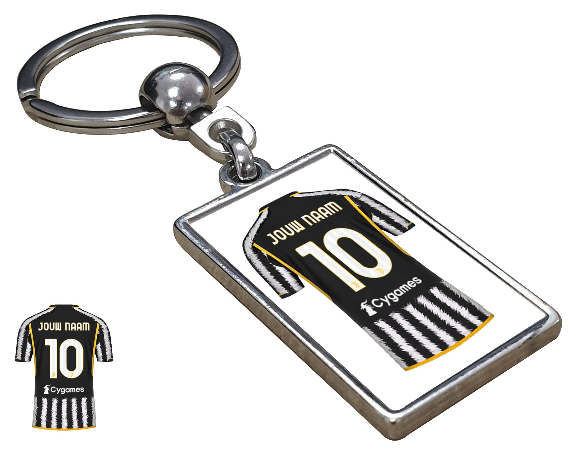Juventus Shirt met Jouw Naam - Seizoen 23/24 - Gepersonaliseerde Sleutelhanger met Jouw Naam en Nummer