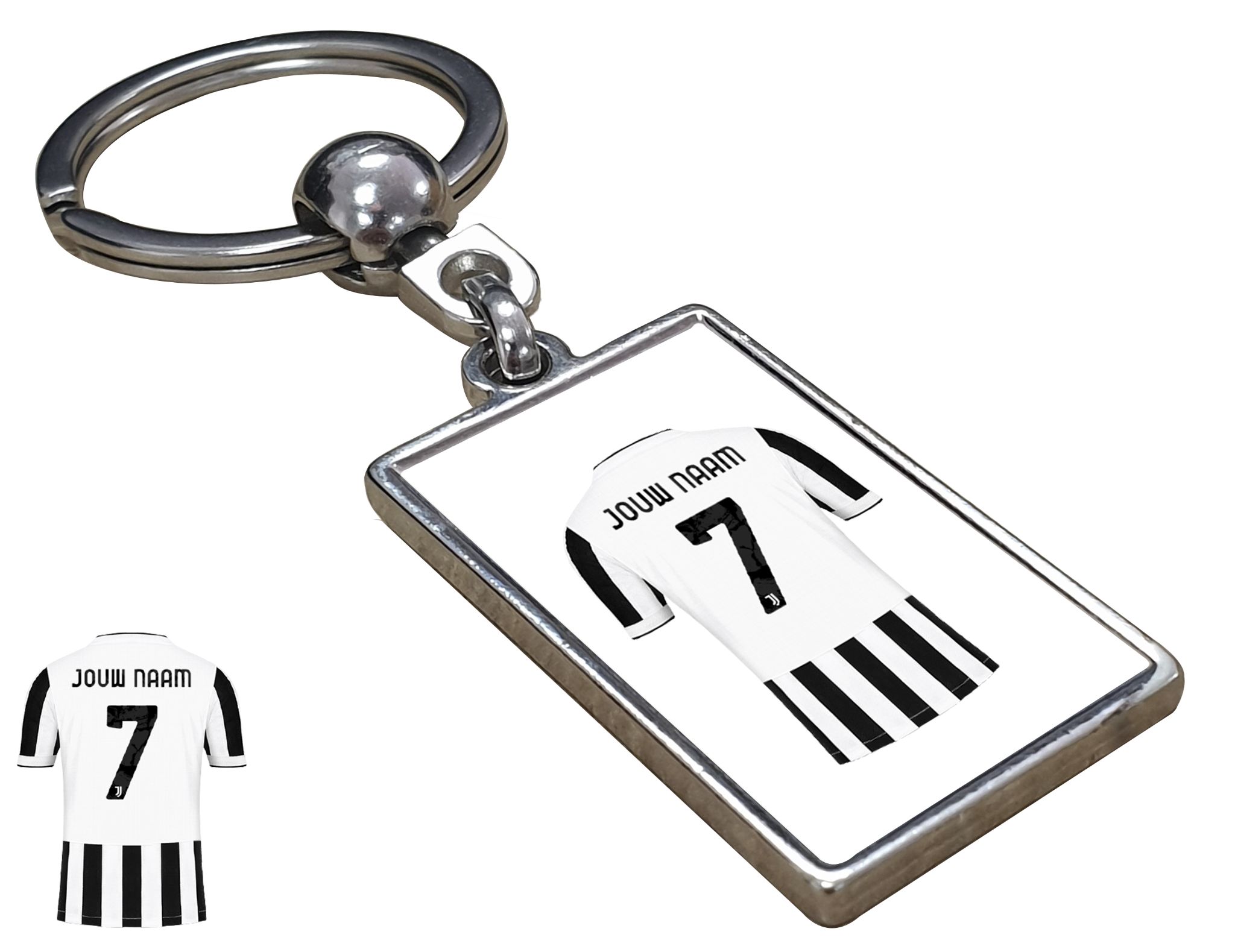 Juventus Shirt met Jouw Naam - Seizoen 22/23 - Gepersonaliseerde Sleutelhanger met Jouw Naam en Nummer