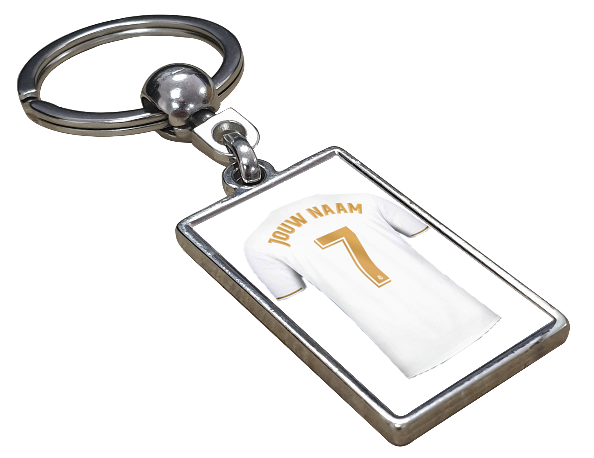 Real Madrid Shirt met Jouw Naam - Gepersonaliseerde Sleutelhanger met Jouw Naam en Nummer